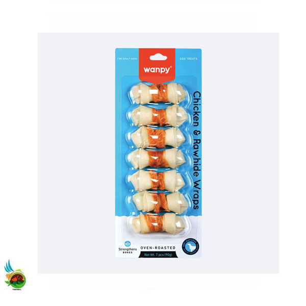 تشویقی سگ فلورایدی دورپیچ مرغ ونپی Wanpy chicken &amp; rawhide wraps بسته ۷ عددی