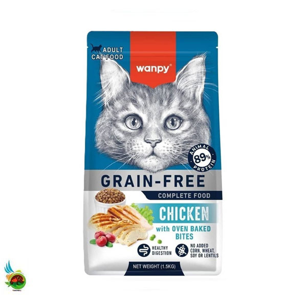 غذای خشک گربه بالغ ونپی طعم مرغ بدون غلات Wanpy adult cat food with chicken وزن ۸ کیلوگرم