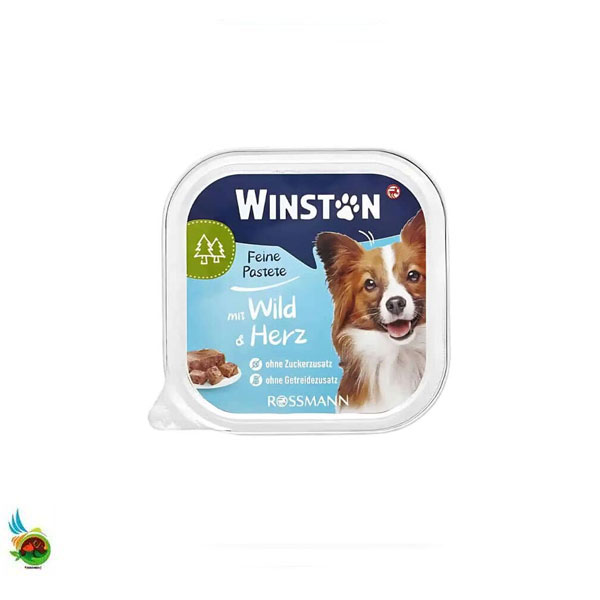 ووم سگ وینستون طعم گوشت شکار و دل Winston feine pastete mit wild &amp; herz وزن ۱۵۰ گرم — تصویر ۲