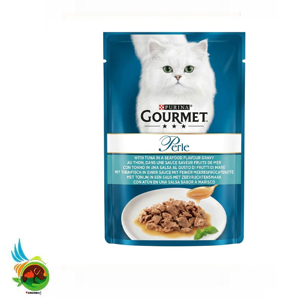 پوچ گربه گورمت پرل طعم تن در سس دریایی Purina gourmet perle with tuna in a seafood flavour gravy وزن ۸۵ گرم — تصویر ۲