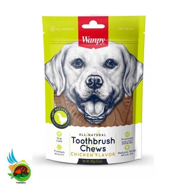 تشویقی سگ ونپی مدل مسواکی با طعم مرغ Wanpy toothbrush chews chicken flavour وزن 100 گرم