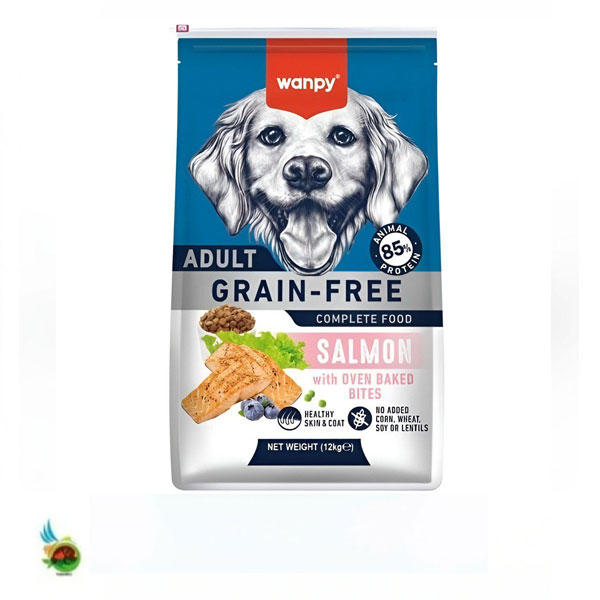 غذای خشک سگ بالغ ونپی بدون غلات طعم سالمون Wanpy adult dog food grain free with salmon وزن ۱.۵ کیلوگرم