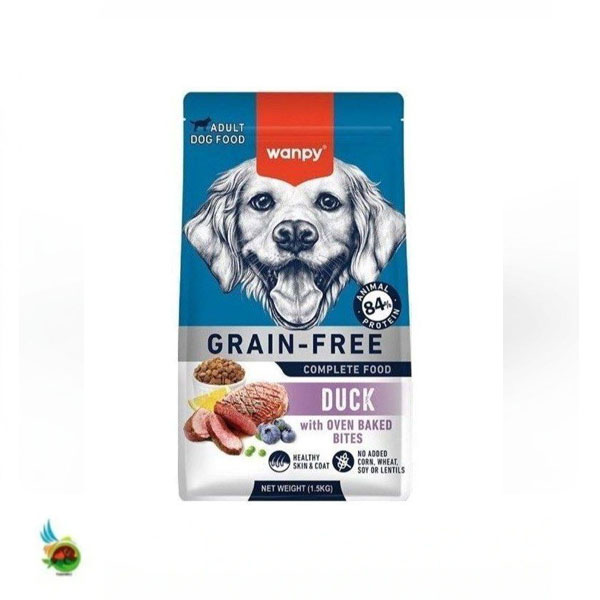 غذای خشک سگ بالغ ونپی بدون غلات طعم اردک Wanpy adult dog food grain free with duck وزن ۱۲ کیلوگرم