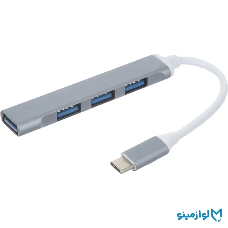 هاب USB تایپسی 4 پورت خاکستری