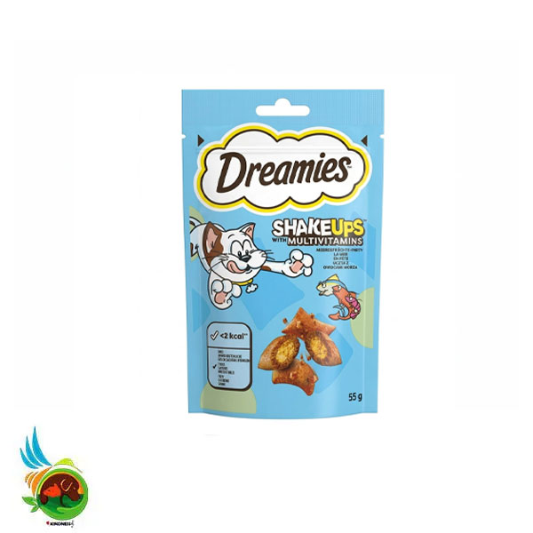 تشویقی گربه دریمیز با طعم ماهی و میگو Dreamies cat treats وزن ۵۵ گرم