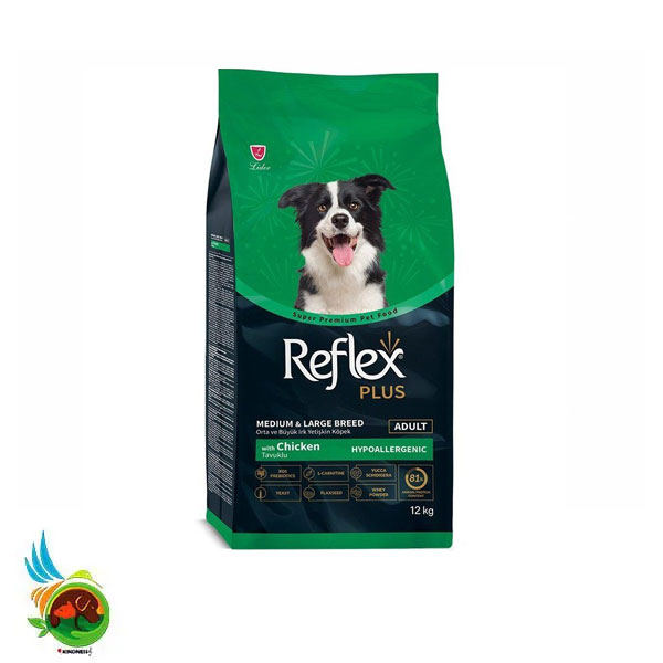 غذای خشک سگ بالغ نژاد متوسط و بزرگ رفلکس پلاس با طعم مرغ Adult dog food for medium &amp; large with chicken وزن ۱۲ کیلوگرم