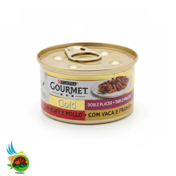 کنسرو خورشتی گربه گورمت طعم گوشت و مرغ Gourmet gold with beef &amp; chicken وزن ۸۵ گرم