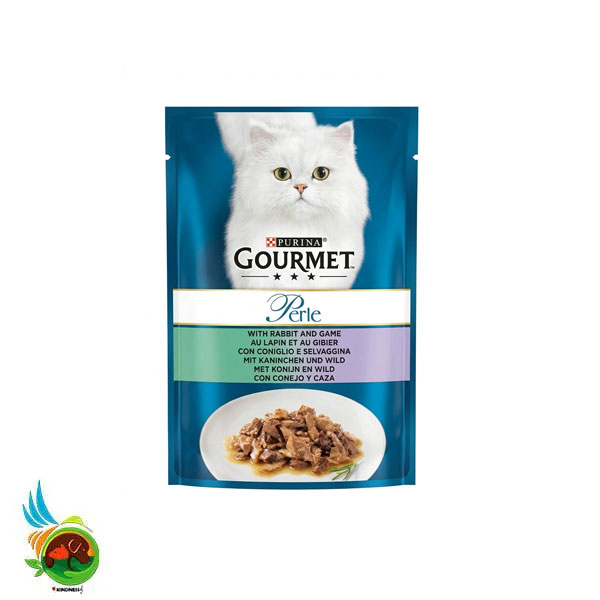 پوچ گربه گورمت پرل طعم خرگوش و شکار Purina gourmet perle with rabbit and game وزن ۸۵ گرم