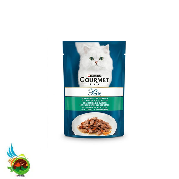پوچ گربه گورمت پرل طعم خرگوش و هویج Purina gourmet perle with rabbit and carrots وزن ۸۵ گرم — تصویر ۲
