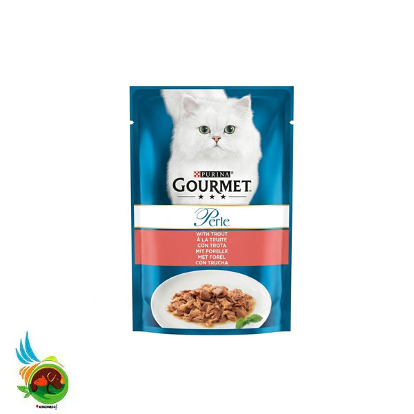 پوچ گربه گورمت پرل طعم قزل آلا Purina gourmet perle with trout وزن ۸۵ گرم