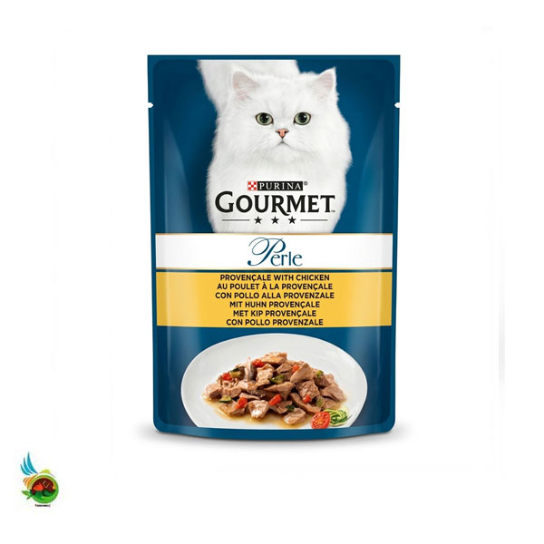 پوچ گربه گورمت پرل طعم مرغ به سبک پرووانسال Purina gourmet perle provencale with chicken وزن ۸۵ گرم