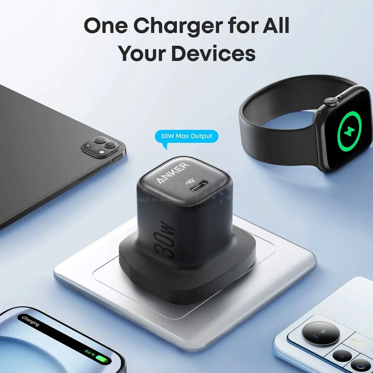 شارژر دیواری PD و فست تک پورت ANKER مدل A2698K11 با توان 30W و تکنولوژی IQ3 – مشکی (گارانتی 18 ماهه شرکتی) — تصویر ۵