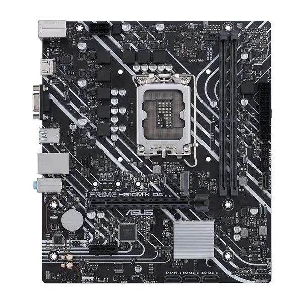 مادربرد ASUS PRIME H610M‑K سوکت LGA1700 چیپست Intel H610 فرم فاکتور Micro‑ATX با پشتیبانی از پردازنده‌های نسل 12 و 13 اینتل و حافظه DDR4