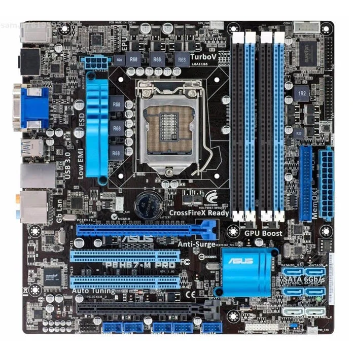 مادربرد ASUS P8B67‑M PRO سوکت LGA1155 چیپست Intel B67 فرم فاکتور Micro‑ATX استوک