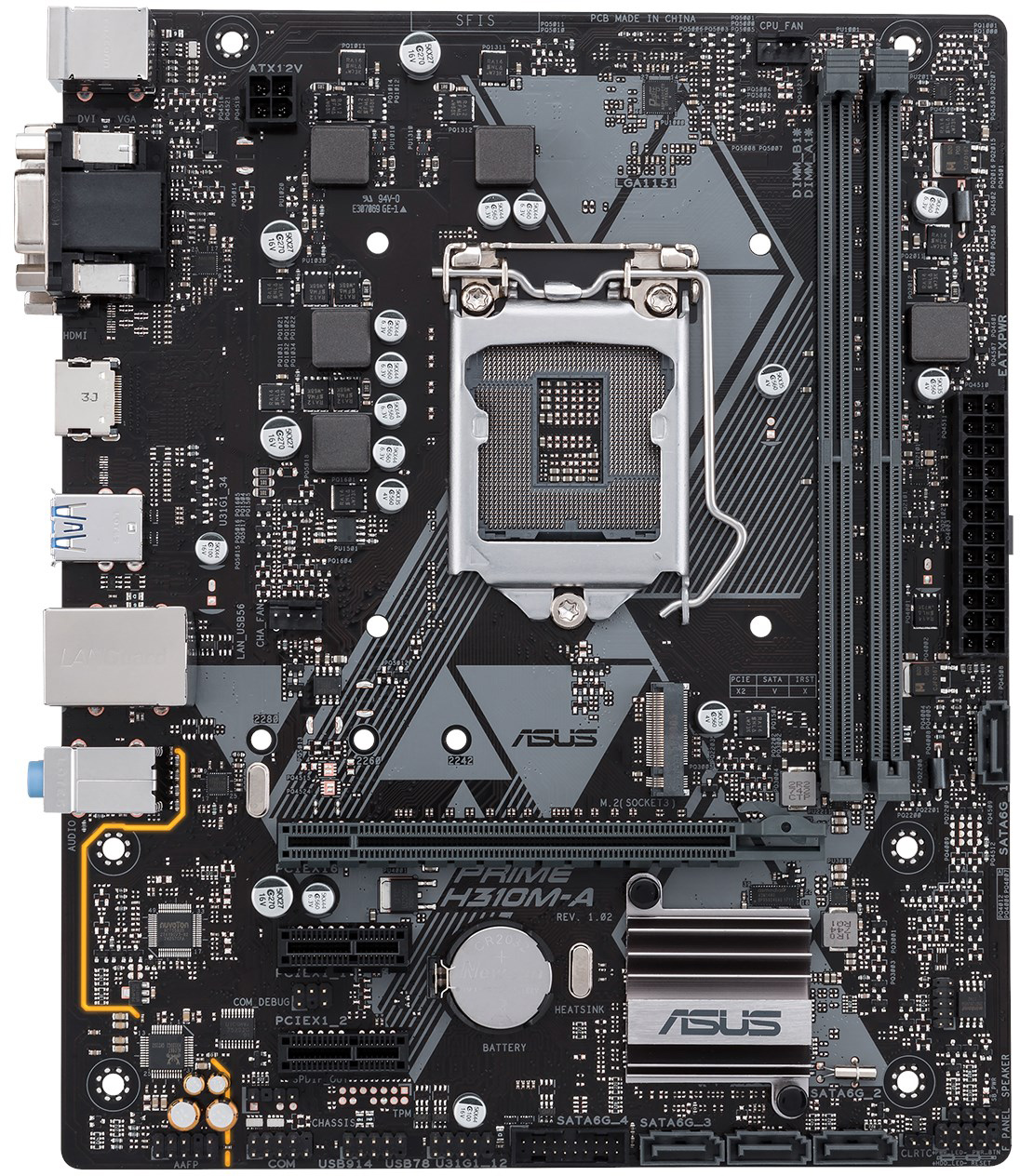 مادربرد ASUS Prime H310M-A استوک سوکت LGA1151 چیپست Intel H310 با پشتیبانی از پردازنده‌های نسل 8 و 9 اینتل و حافظه DDR4 — تصویر ۲