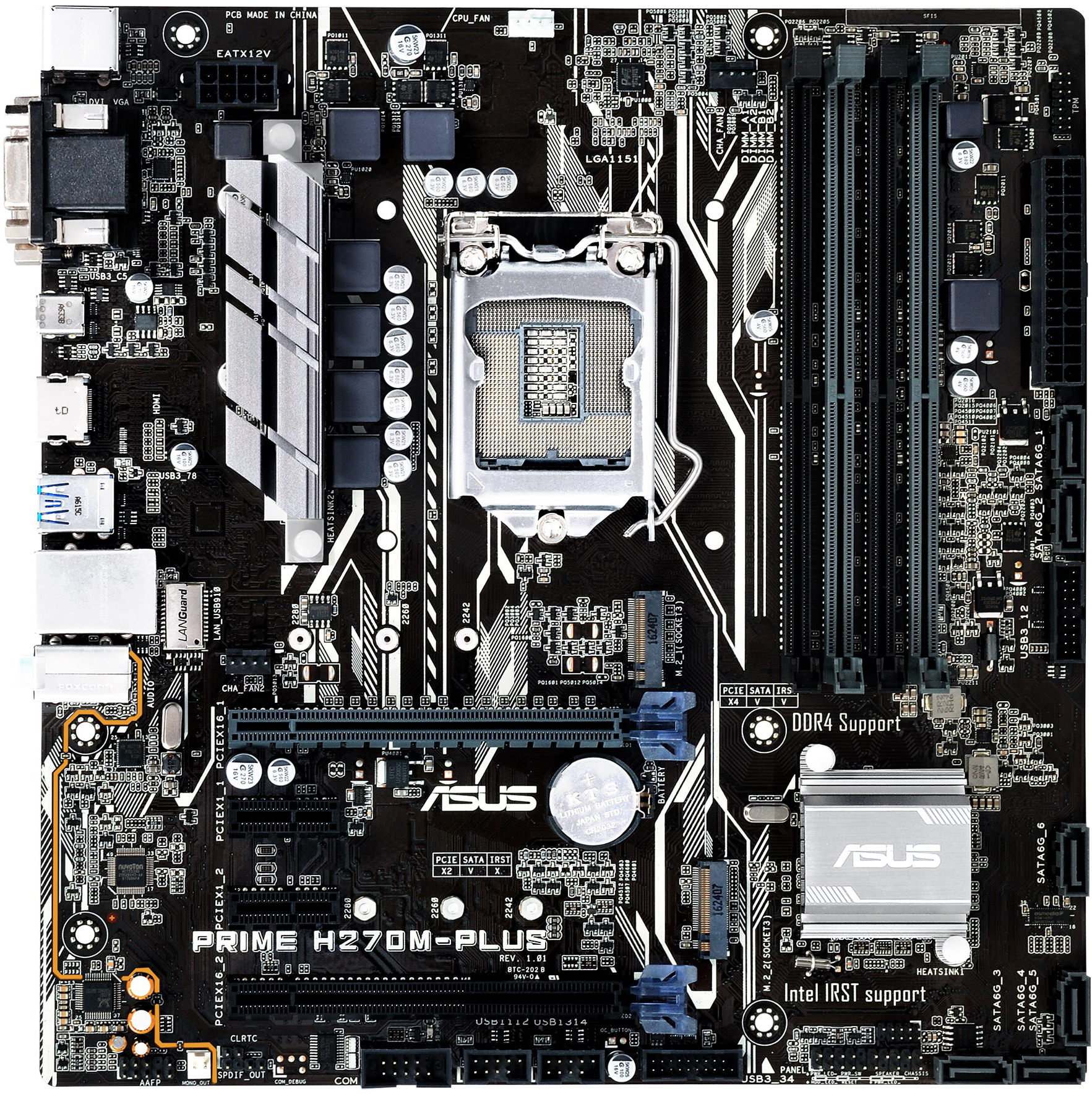 مادربرد Asus Prime H270M‑PLUS سوکت LGA1151 چیپست Intel H270 فرم فاکتور Micro‑ATX با پشتیبانی از حافظه DDR4 مناسب پردازنده‌های نسل 6 و 7 اینتل استوک