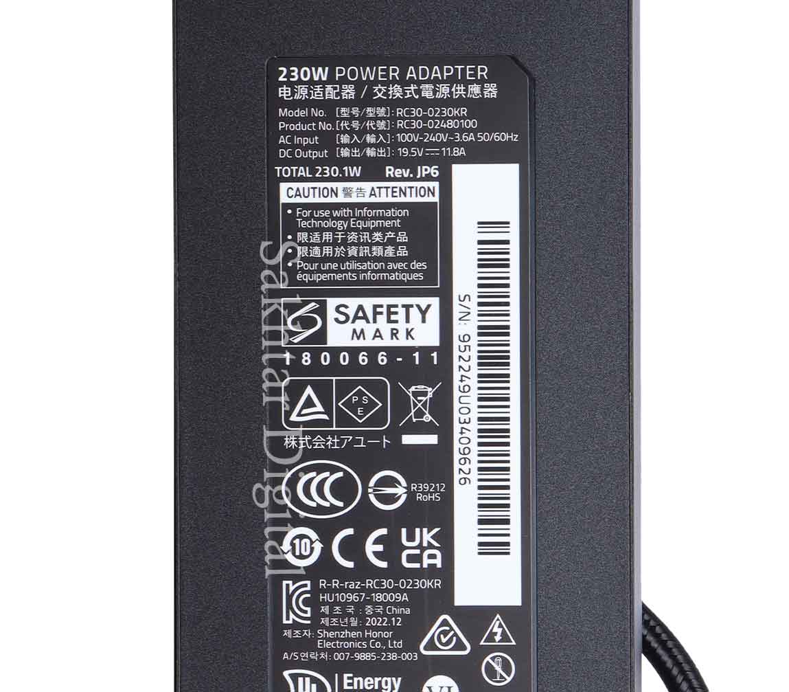 شارژر اورجینال لپ تاپ ریزر Razer 19.5V 11.8A 3Prong — تصویر ۵
