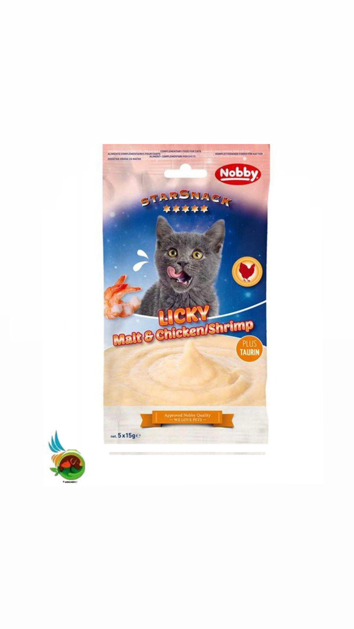 بستنی گربه تائورین دار نوبی طعم مالت، مرغ و میگو Nobby licky malt &amp; chicken and shrimp یک عددی