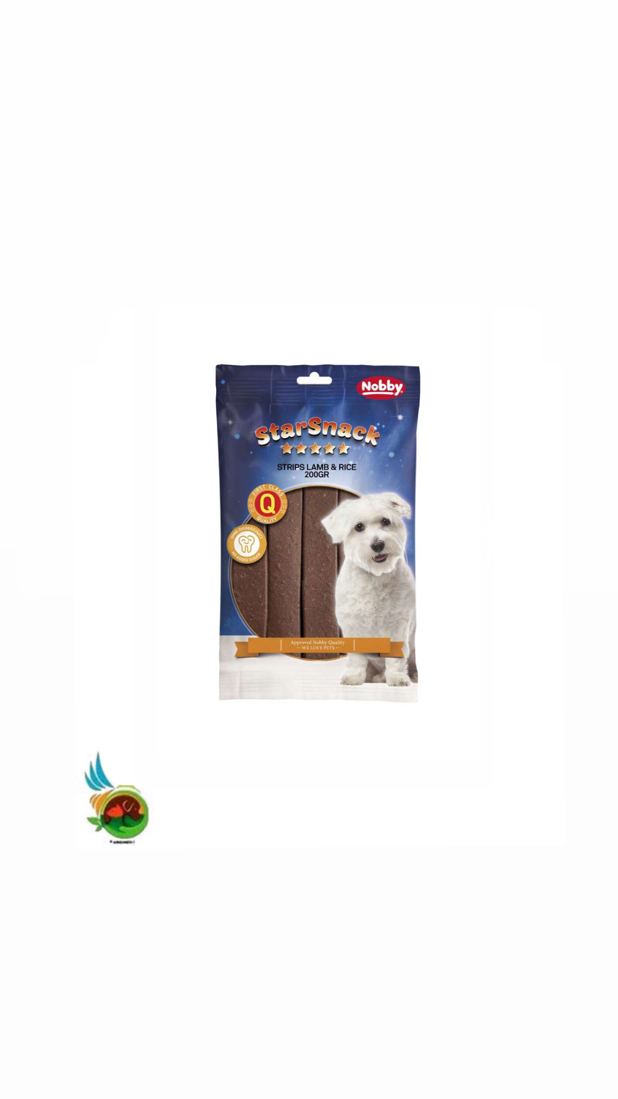 تشویقی سگ نوبی مدل استریپ طعم بره و برنج Nobby star snack strips lamb &amp; rice وزن ۲۰۰ گرم