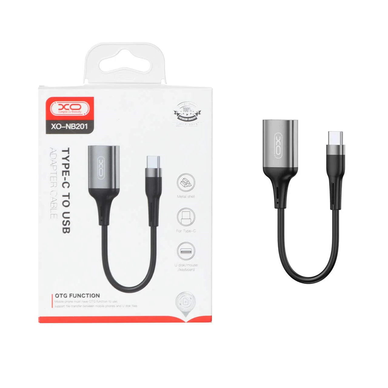 کابل تبدیل XO Type-C TO USB OTGمدل XO-NB201 – مشکی — تصویر ۲