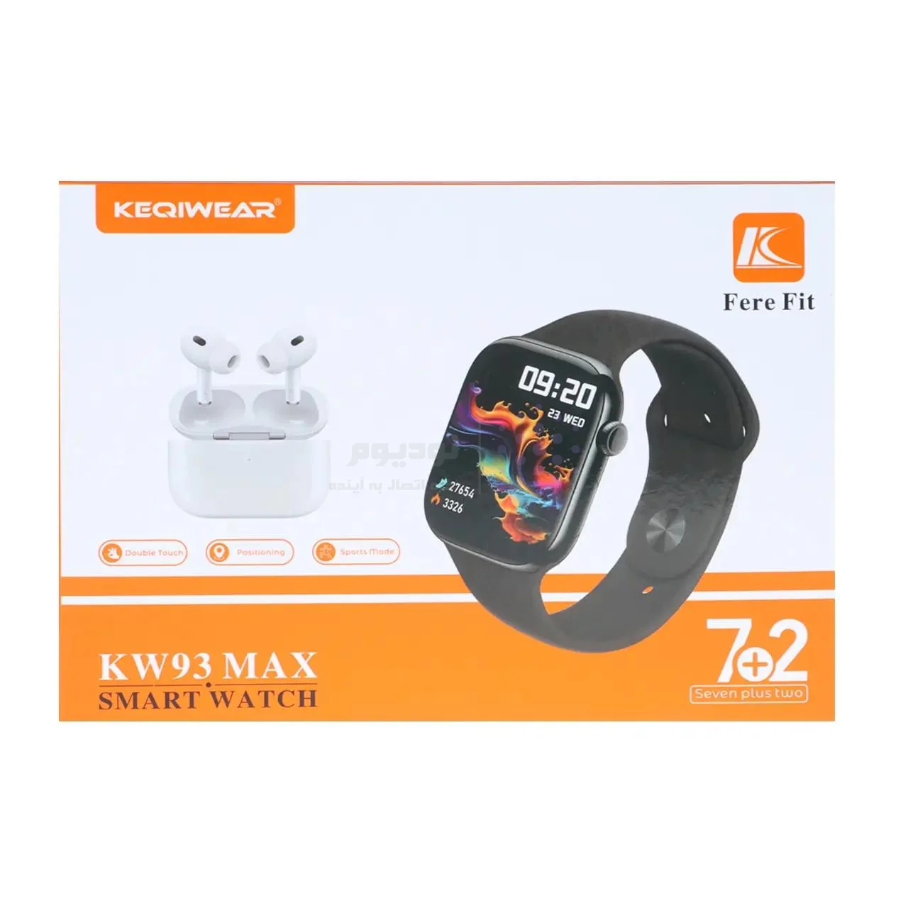 پک ساعت هوشمند و ایرفون بی سیم KEQIWEAR مدل KW93 MAX – مشکی — تصویر ۵