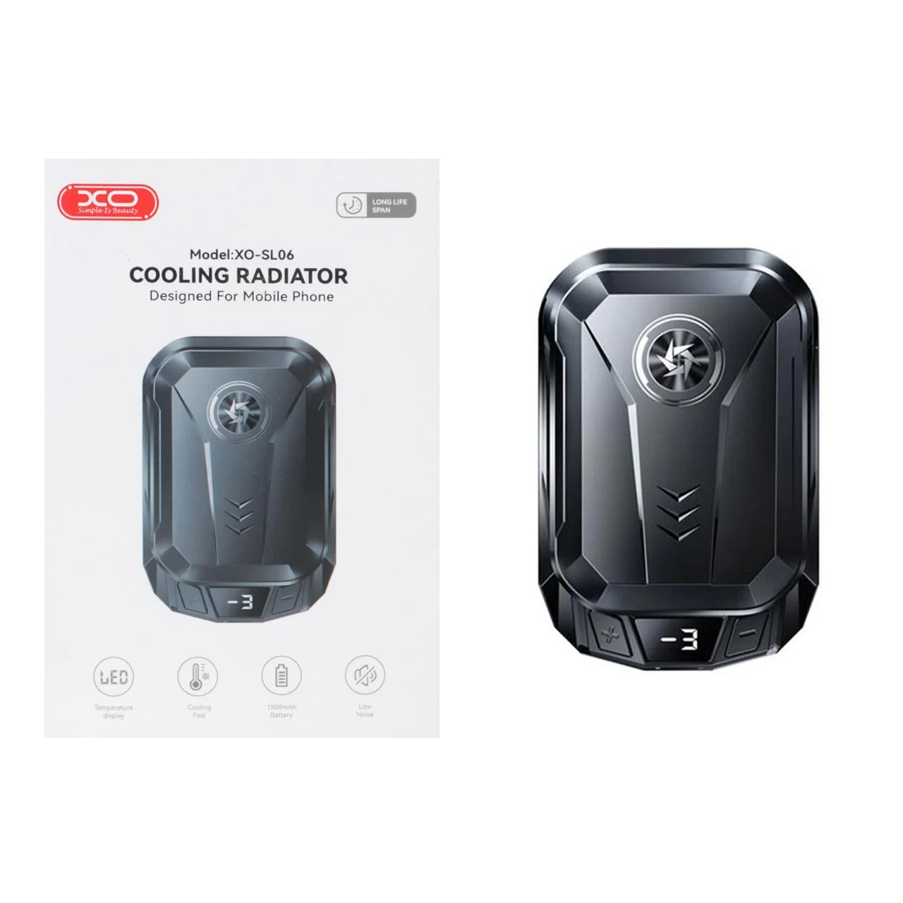 فن خنک کننده گوشی موبایل XO مدل XO-SL06 – مشکی (نورپردازی RGB)