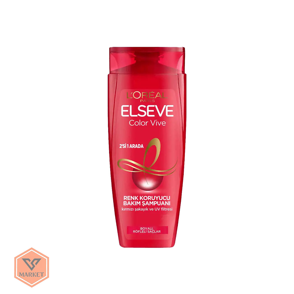شامپو و نرم‌کننده لورال السیو (L’Oréal Elseve) مدل Color Vive محافظ رنگ مو (2 در 1) – حاوی فیلتر UV و عصاره گل