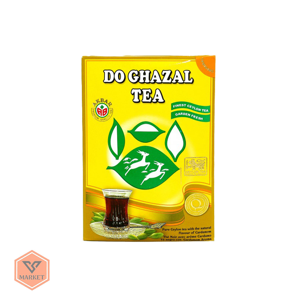چای سیاه سیلان دوغزال با عطر طبیعی هل (Do Ghazal Cardamom Tea) – جعبه مقوایی 500 گرمی — تصویر ۲
