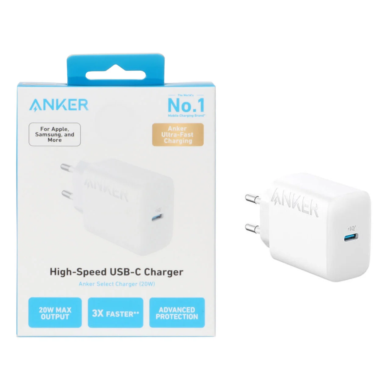 شارژر دیواری فست تک پورت ANKER مدل A2347G21 با توان 20W و تکنولوژی IQ3 – سفید (گارانتی 18ماهه شرکتی)