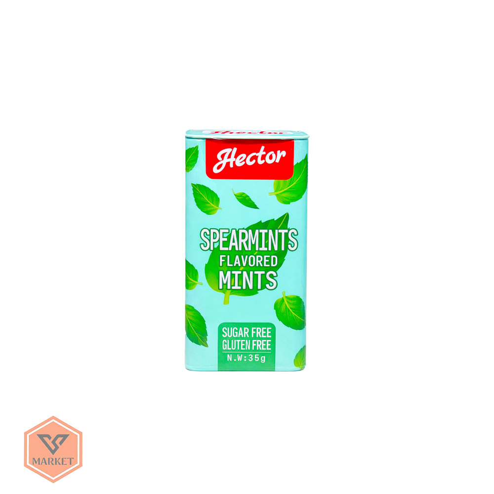 قرص خوشبو کننده دهان هکتور (Hector) با طعم نعناع خنک (Spearmints) – بدون قند و گلوتن (۳۵ گرمی) — تصویر ۳