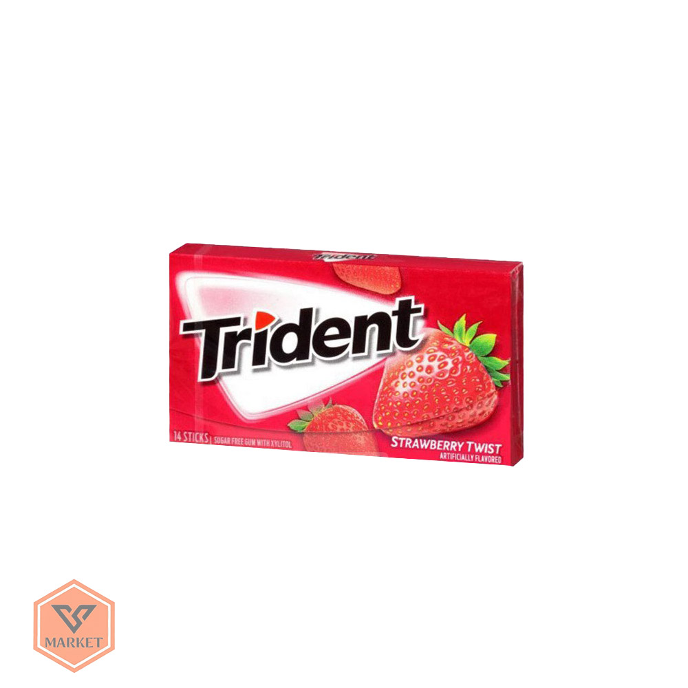 آدامس تریدنت (Trident) با طعم توت‌فرنگی (Strawberry Twist) – بدون شکر (۱۴ عددی) — تصویر ۲