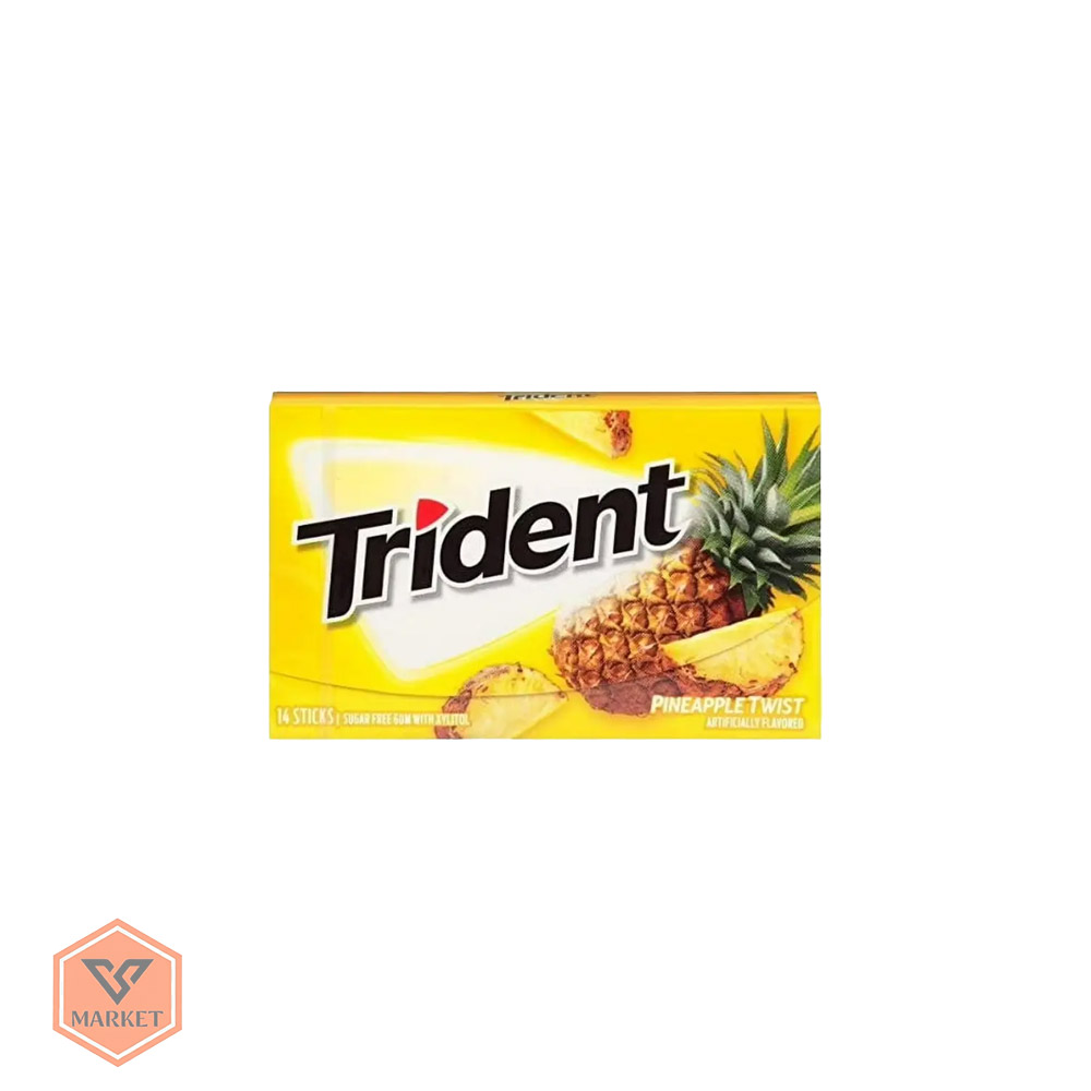 آدامس تریدنت (Trident) با طعم آناناس استوایی (Pineapple Twist) – بدون شکر (۱۴ عددی)