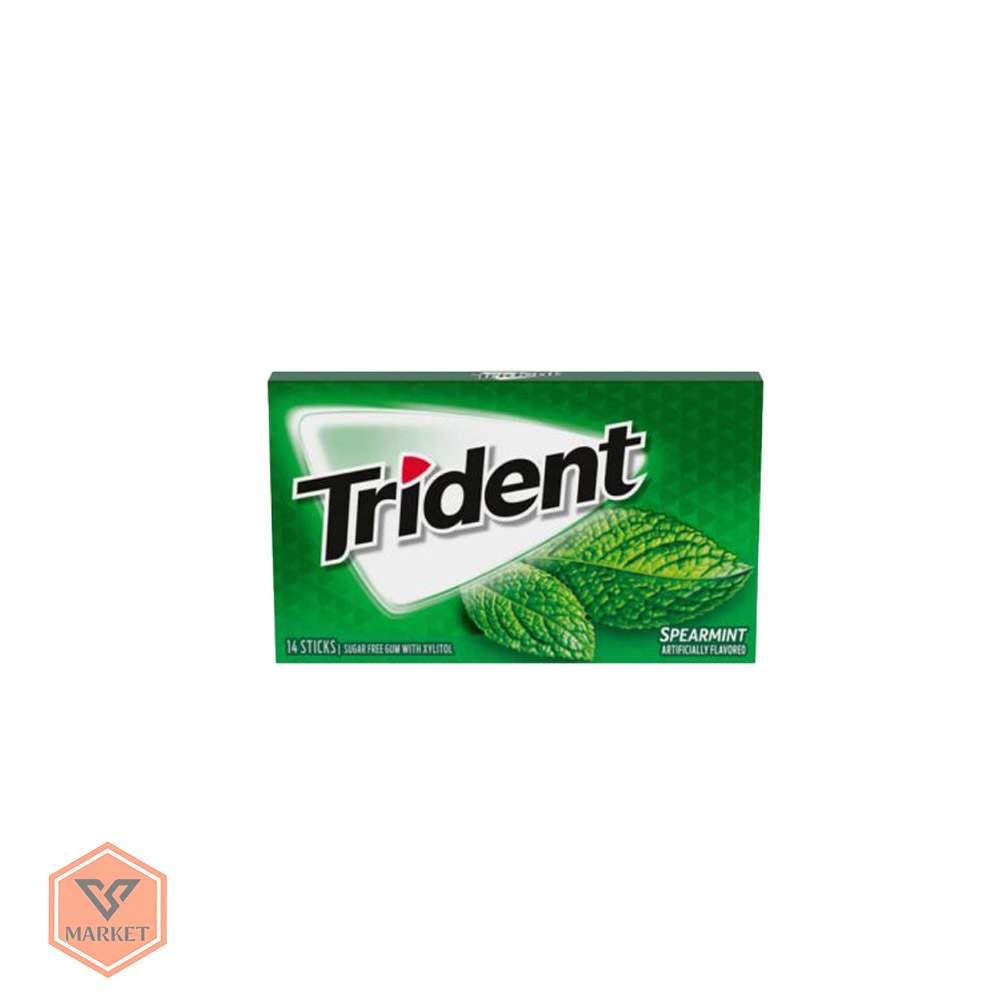آدامس تریدنت (Trident) با طعم نعنای ملایم (Spearmint) – بدون شکر (۱۴ عددی) — تصویر ۲