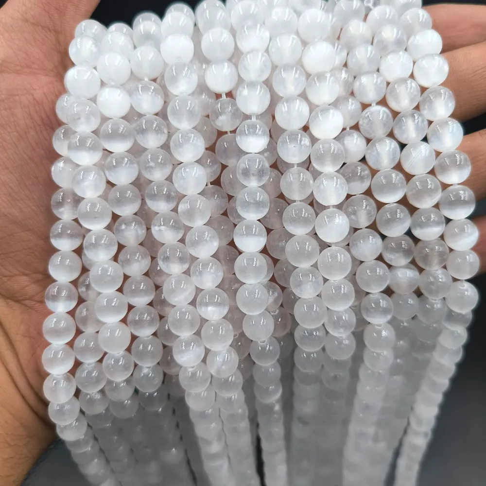 ریسه سنگ سلنایت سایز ۸ میلیمتر کیفیت A+ کد 5887 — تصویر ۳