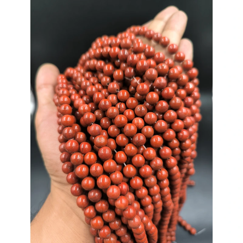 ریسه سنگ جاسپر قرمز سایز 8 کیفیت A کد 7922 — تصویر ۳