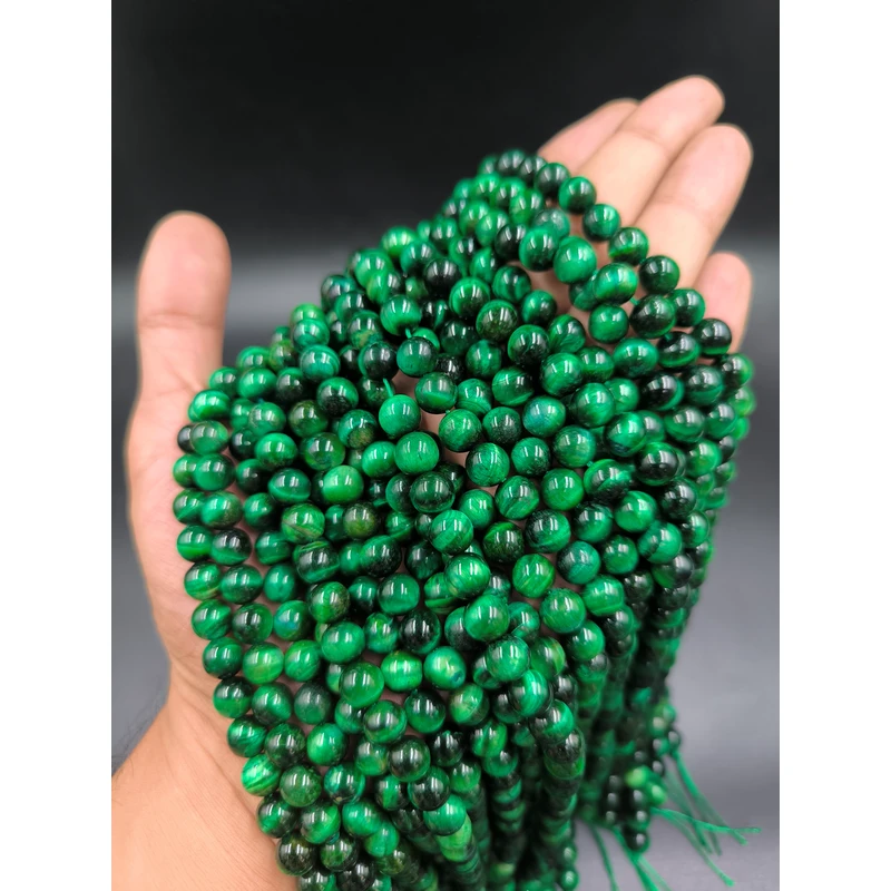 ریسه سنگ چشم ببر سبز سایز 8 کد 7380 — تصویر ۴