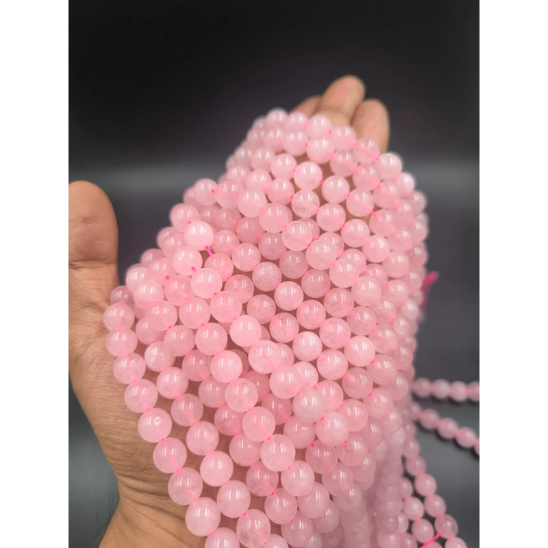 ریسه سنگ رز کوارتز سایز 10 میلیمتر کد 2918 — تصویر ۳
