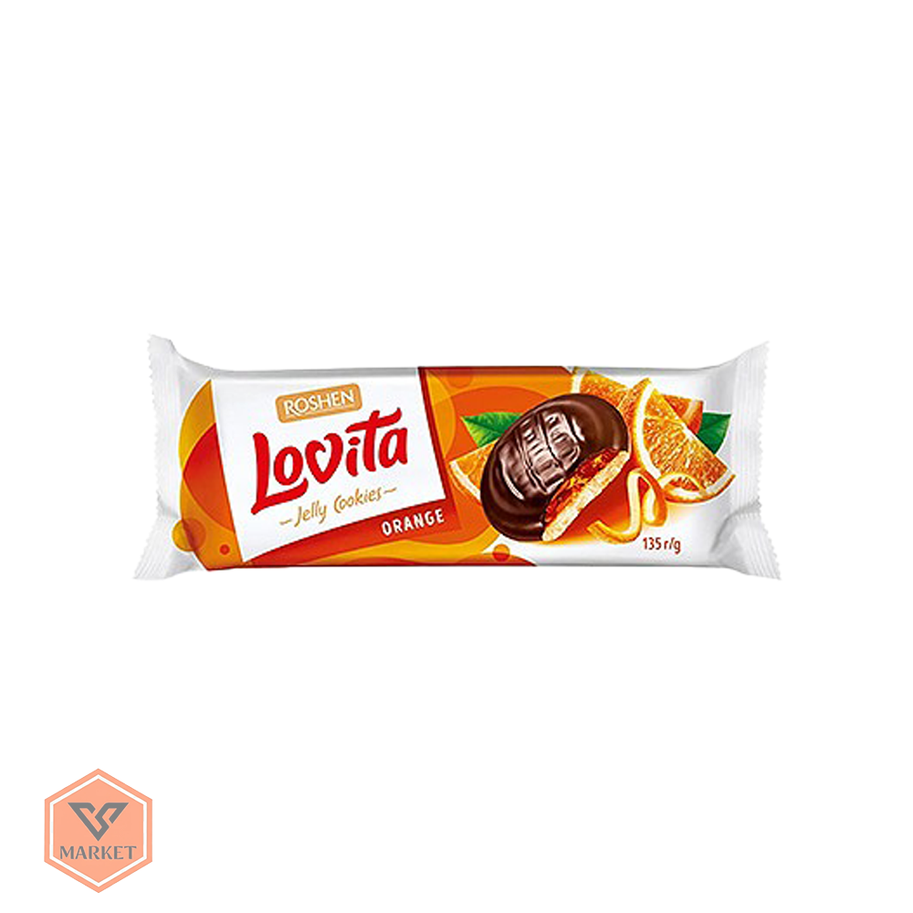 بیسکویت ژله ای روشن لوویتا با طعم پرتقال و روکش شکلات اورجینال – وزن ۱۳۵ گرم — تصویر ۲