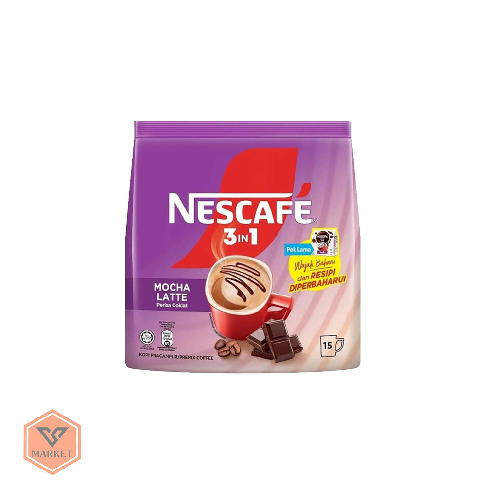 ☕ کافی میکس 3 در 1 موکا لاته نسکافه (Nescafe Mocha Latte) طعم شکلاتی – بسته 15 عددی ☕