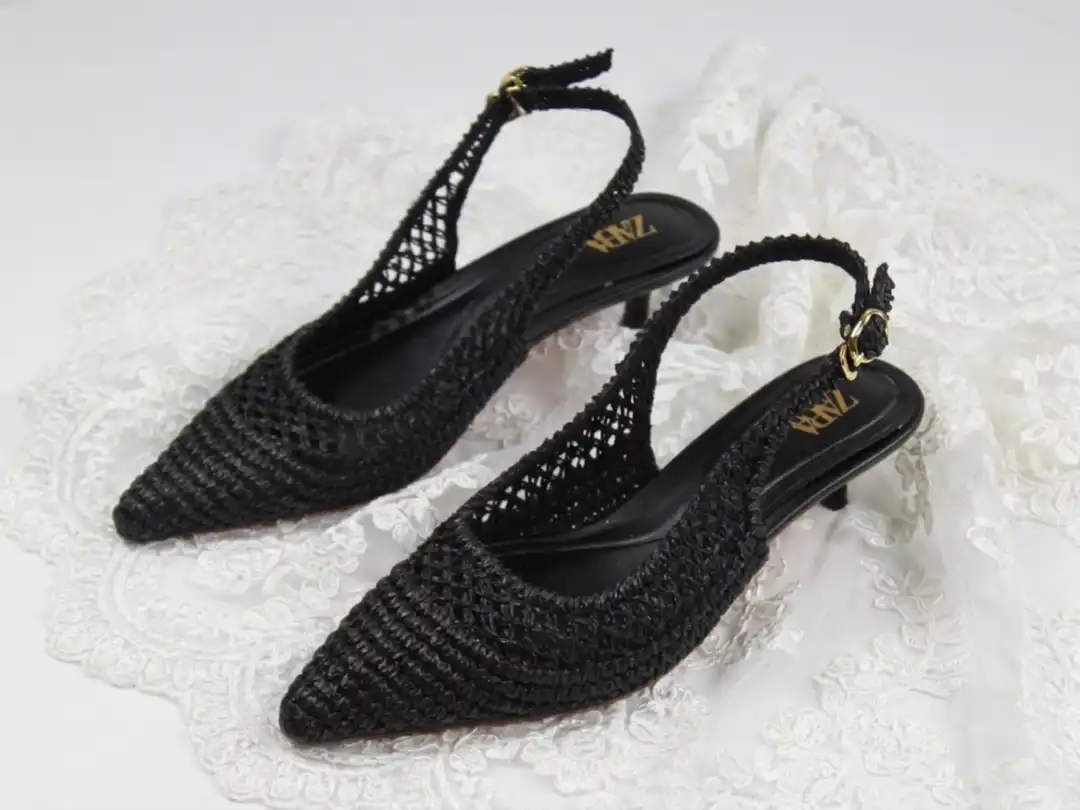 کفش پاشنه 5 سانت زارا حصیری | Zara