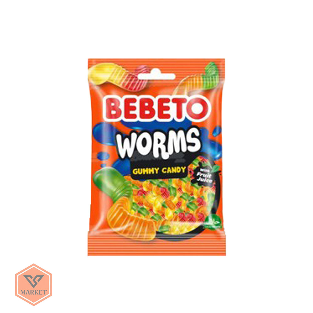 پاستیل Bebeto Wor | پاستیل کرمی رنگی و میوه‌ای بیبتو 80 گرمی — تصویر ۲