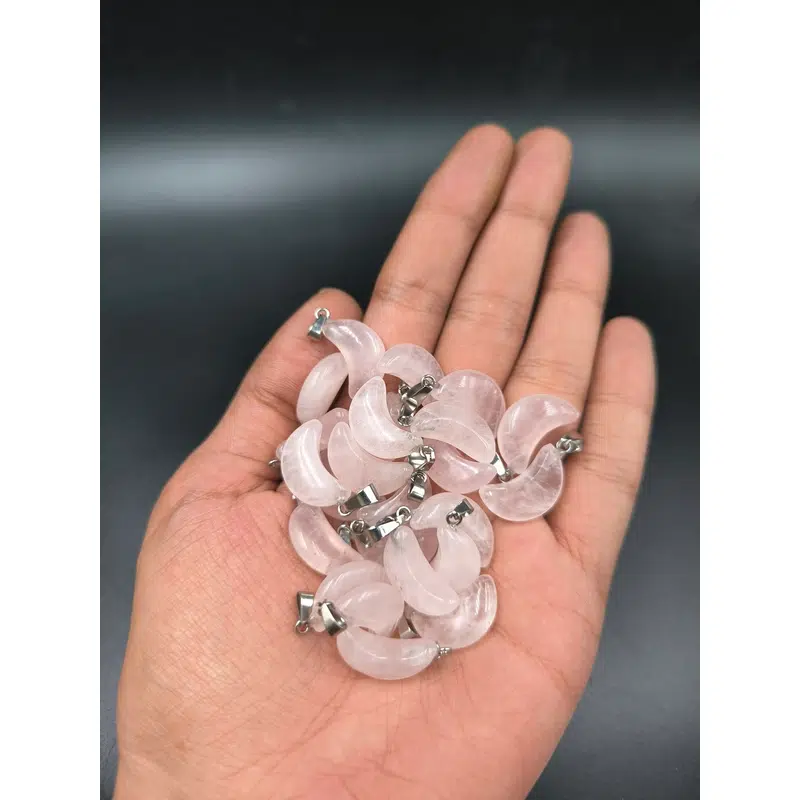 آویز سنگ رز کوارتز کد 8658 — تصویر ۲