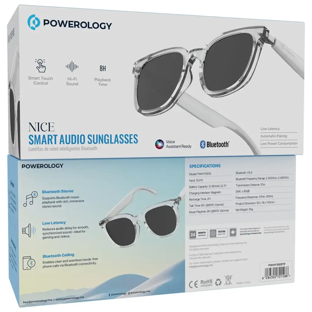 عینک آفتابی هوشمند پاورولوژی مدل Powerology Nice Smart Audio Sunglasses — تصویر ۸