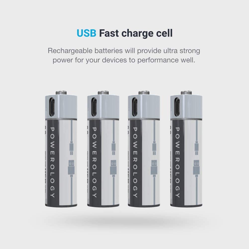 باتری نیم قلمی قابل شارژ با USB مدل Powerology AAA — تصویر ۸