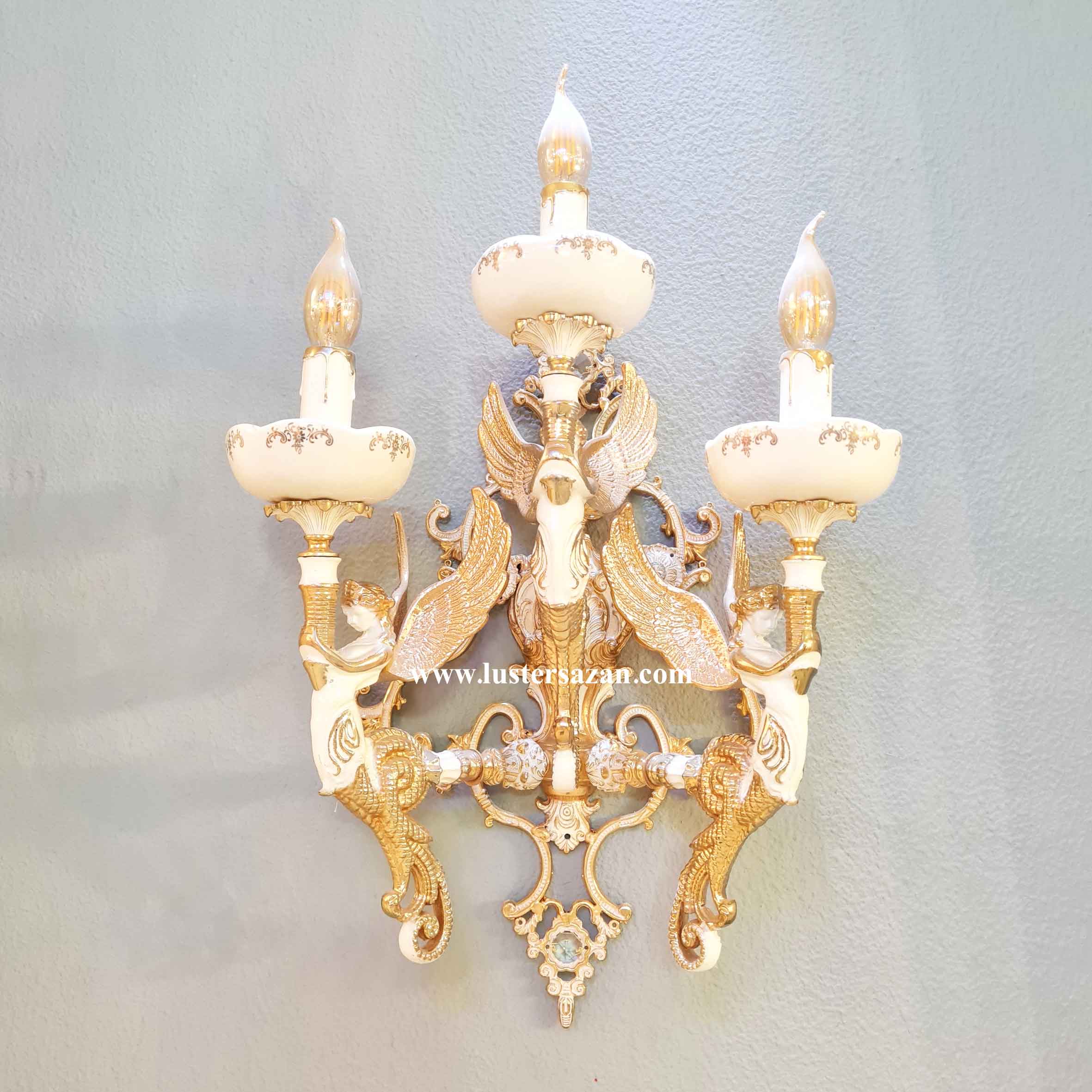 لوستر دیواری کلاسیک شاه ملائکه سه شعله D1141-3 — تصویر ۳