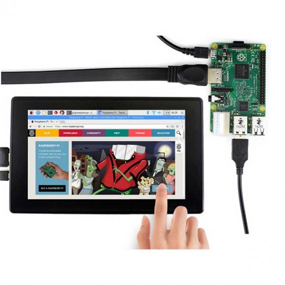 نمایشگر لمسی Waveshare 7″ IPS خازنی رنگی 1024×600 تایپ H مولتی سیستم با کاور شیشه ای — تصویر ۵