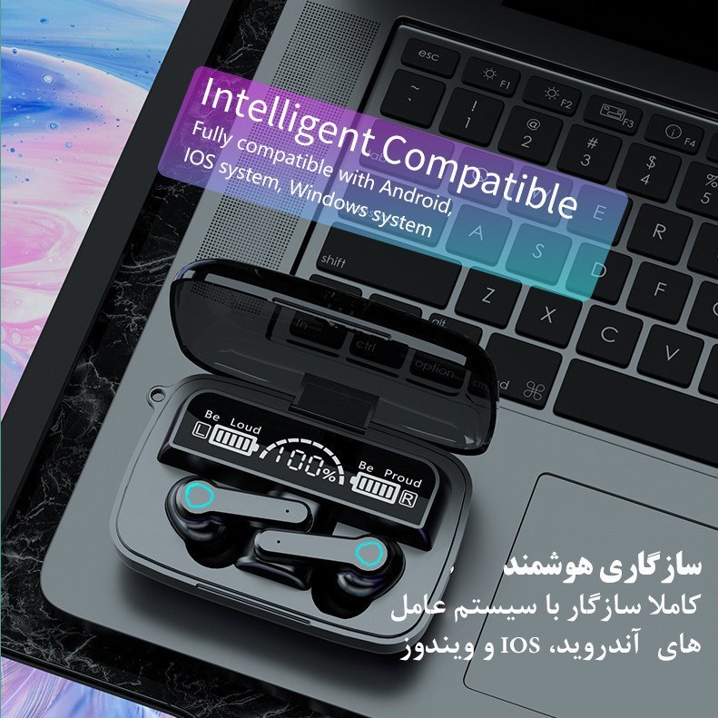 هندزفری بلوتوثی DAMIX مدل M19 با قابلیت نویز کنسلینگ و باتری ۲۰۰۰ میلیآمپر — تصویر ۳