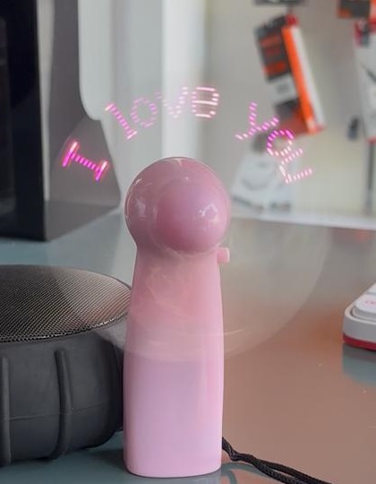 پنکه دستی ال ای دی LED نوشتاری متحرک آی لاو یو i love u