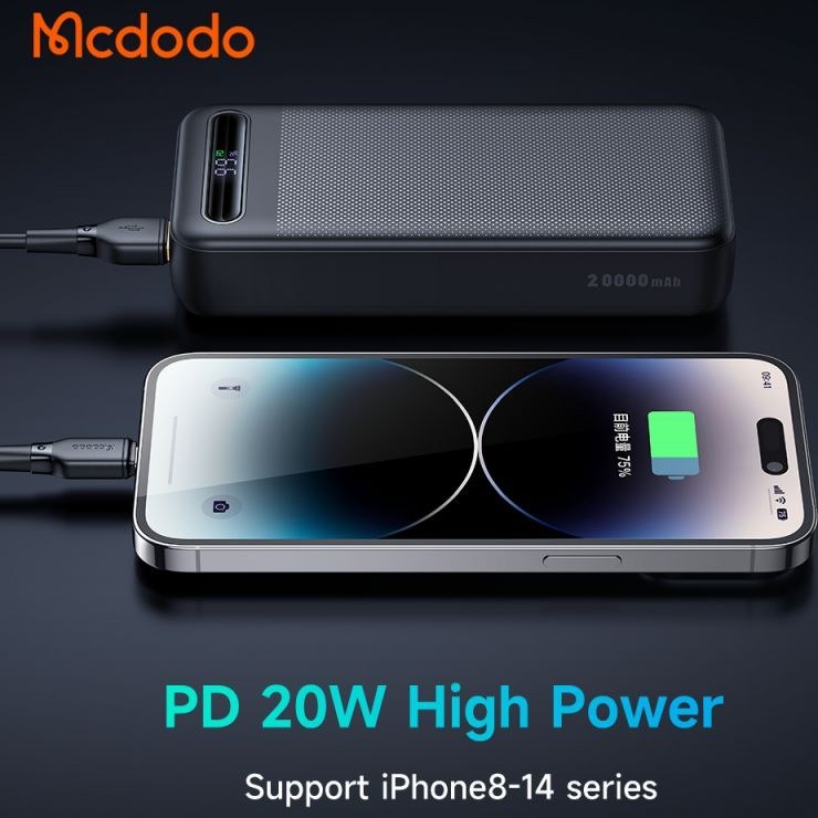 پاوربانک مک دودو 22.5W مدل MC-389 ظرفیت 20000 میلی آمپر ساعت مشکی — تصویر ۴