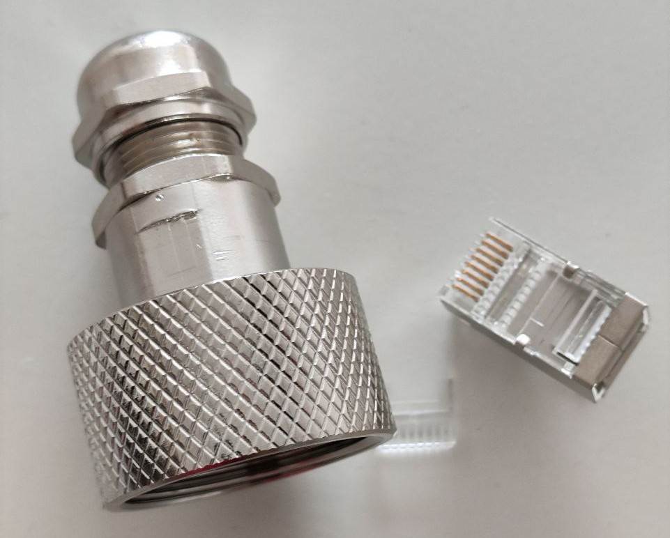 کانکتور شبکه RJ45 سرکابلی گرد پیچی ضد آب فلزی امفنول AMPHENOL CONEC Shielded 17-100944